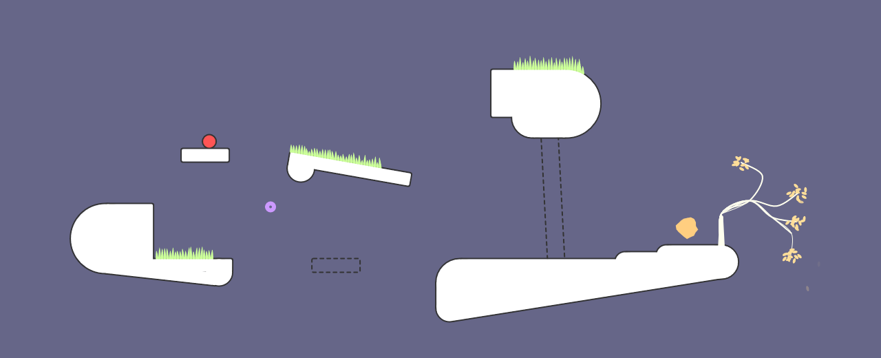 A later level in the game, featuring more platforms and jumping puzzles. Some elements of the level have become transparent.